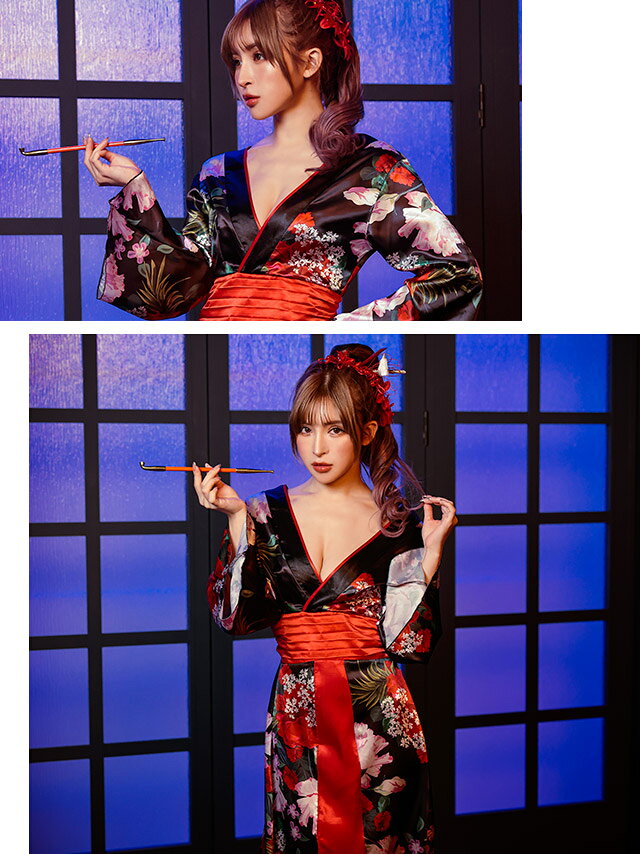 花魁 衣装 コスプレ おいらん 花魁衣装 花魁ドレス 大きいサイズ ロング ドレス 長袖 ロングドレス かわいい セクシー 花魁ドレス コスチューム 着物 キャバドレス 花魁衣装 和装 和柄 衣装 仮装 着物ドレス 和柄ドレス 安い 大人 ハロウィン lalatulle-10007933 LaLaTulle【ララチュール】 サンプル画像3