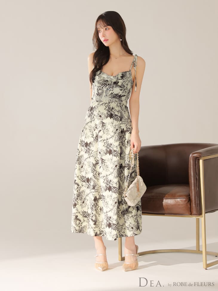 【シリコンブラ付】キャバドレス DEA by ROBE de FLEURS ロング フレア 花柄 ワンピース S〜Lサイズ レディース 大きいサイズ キャバ ドレス 白 キャバ嬢 キャバクラ セクシー 可愛い 谷間 見せ スリット ノースリーブ 結婚式 ディア バイ ローブドフルール 送料無料 de4603