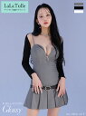 glossy robedefleurs パーティードレス ナイトドレス クラブ ラウンジ 二次会 結婚式 ラメ ツイル 長袖 袖あり プリーツスカート フロントファスナー シンプル かわいい 谷間見せ 白 xs