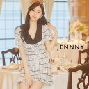 【即日発送】JENNNY ジェニー キャバドレス プリーツスカート ミニ 半袖 チェック柄 ワンピース ツイード S~Lサイズ 大きいサイズ キャバ ドレス ミニドレス キャバクラ ラウンジ 結婚式 襟付き きれいめ 上品 かわいい セクシー レディース 送料無料 tika
