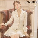 【即日発送】JENNNY ジェニー キャバ ドレス ミニ 長袖 ツイード レース テーラード ワンピース フレア S~Lサイズ 大きいサイズ キャバドレス ミニドレス クラブ キャバクラ ラウンジ 結婚式 フォーマル きれいめ 可愛い セクシー レディース 送料無料 tika