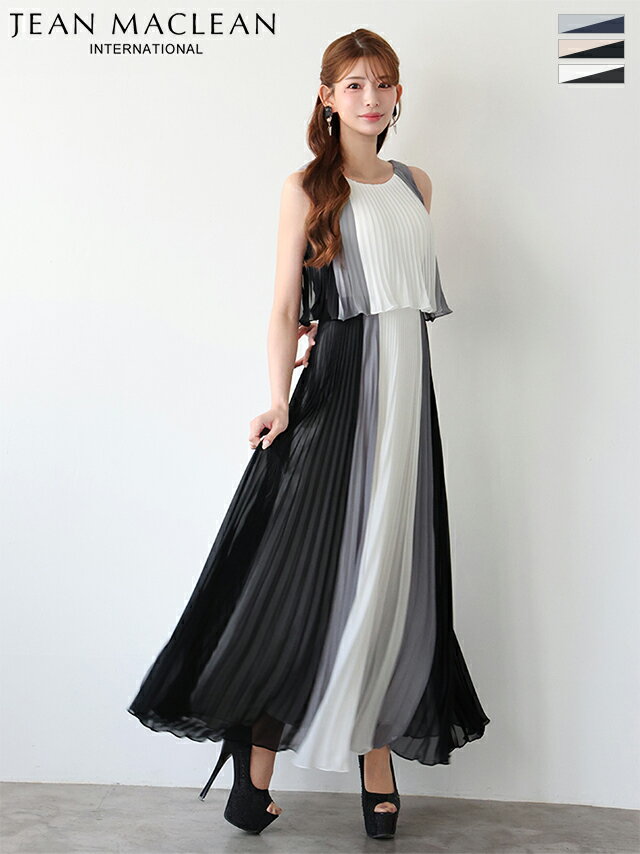 【予約11月中旬】JEANMACLEAN ジャンマクレーン キャバドレス ロング Aライン プリーツ ワンピース S～Lサイズ ロングドレス ノースリーブ キャバ ドレス 上品 シフォン シンプル キャバクラ キャバ嬢 結婚式 レディース 大人 51950 送料無料