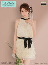 【今なら盛りブラプレゼント】ROBE de FLEURS キャバドレス ドット柄 ミニ ティアード セットアップ XS~Mサイズ レディース ローブドフルール キャバ ドレス セクシー 上品 可愛い ミニドレス キャバ嬢 キャバクラ フレア ノースリーブ ウエストリボン 送料無料 fm3396