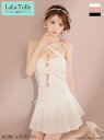 【盛りブラ付き】ROBE de FLEURS キャバドレス ミニ プリーツスカート セットアップ ホルターネック XS~Mサイズ リボン レディース クロスデザイン キャバ ドレス セクシー ミニドレス キャバ嬢 キャバクラ 谷間 結婚式 白 ノースリーブ ローブドフルール 送料無料 fm3464