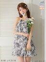 robedefleurs ナイトドレス パーティードレス クラブ ラウンジ スナック 結婚式 二次会 上品 シンプル フリル お呼ばれ きれいめ 袖なし ノースリーブ レースアップ XSサイズ 花柄 黒