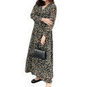 大きいサイズ ワンピース ロングワンピース マキシワンピース 花柄 小花柄 総柄 プリント カシュクール 長袖 大人可愛い 春夏 大きいサイズレディース トール...