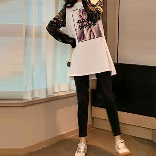 ＼全品送料無料／11/5まで★ 大きいサイズ レディース 長袖 袖シースルー プリント カットソー チュニック トップス ロンT 春夏物 夏物 cpp