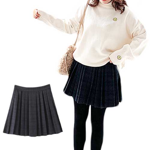 zz大きいサイズ レディース スカート プリーツ スカート チェック ミニ ミニスカート 制服 グレー ダークグレー 春夏 秋冬 SKIRT skirt NN