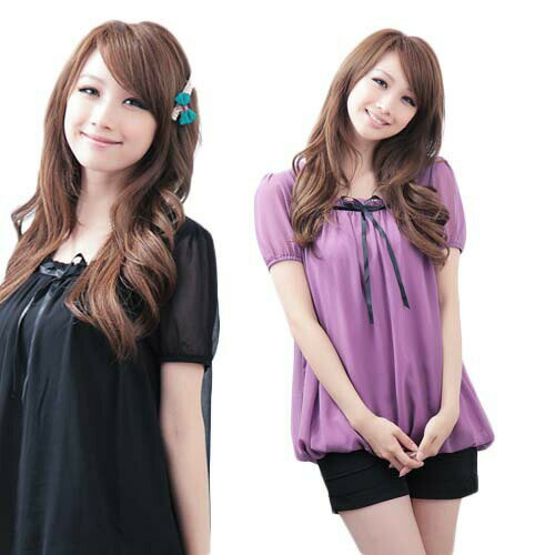 \全品送料無料11/27まで / 大きいサイズレディース シフォン 半袖 チュニック ブラウス 春夏 トップス 安い ロング丈 ロング 可愛い 半袖 大きめ ゆ...