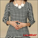 【1000円】 在庫処分 セール 大きいサイズ レディース トップス 千鳥 千鳥格子 千鳥柄 七分袖 秋物 春物 秋冬物 千鳥格子 トップス lpp スーパーセール