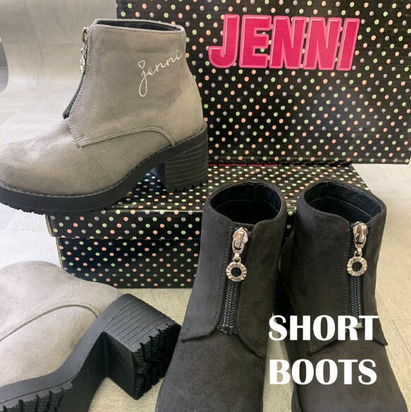 JENNI ジェニー ショート ブーツ 厚底 フロント ファスナー ジップ ジュニア 小学生 中学生