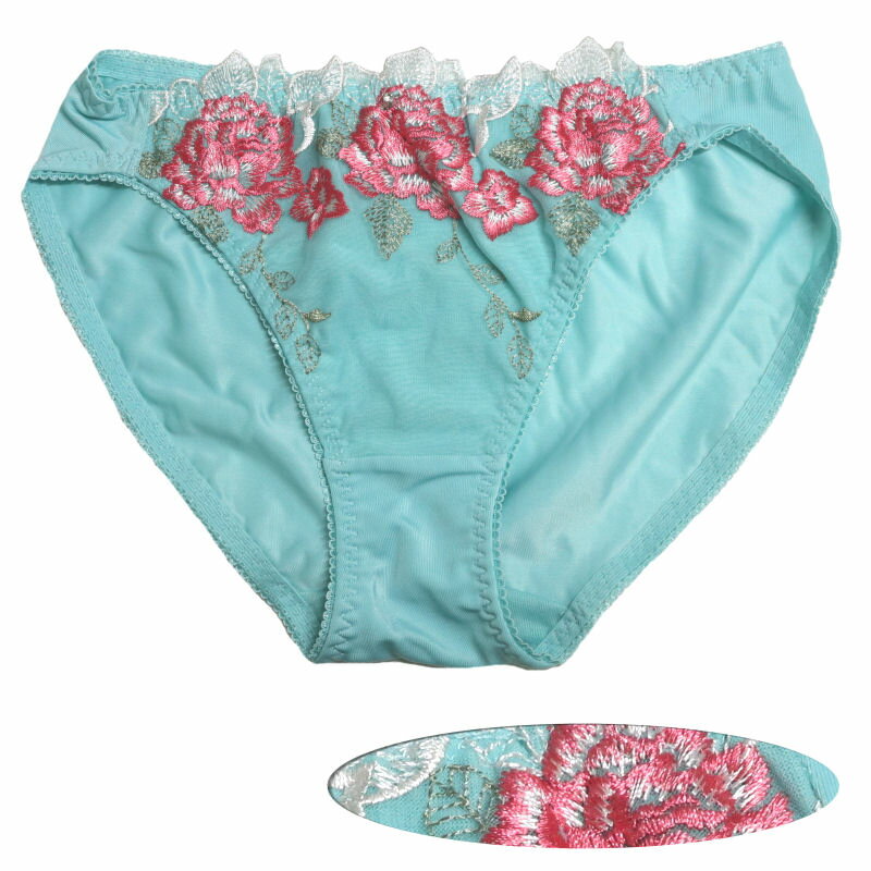 ショーツ レディース 花柄 フラワー 刺繍 レースショーツ メール便 単品 花 無地 下着 ランジェリー シンプル セールM ミント スタンダード ショーツ 単品 フルバック レディースインナー サラサラ 快適 刺繍レース ポイント 消化 縦横ストレッチ j147m