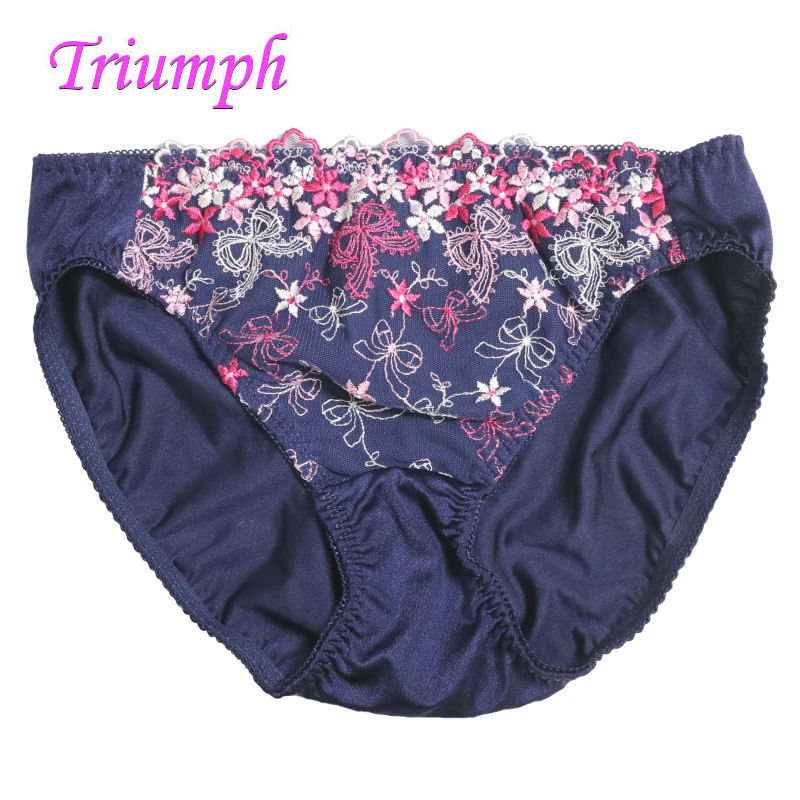 Rakuten - Triumph トリンプ ショーツ レディース 単品 ゴージャス レース 花 刺繍 フェミニン 下着 ランジェリー シンプル セールM ネイビー ストレッチ 縦横のびのび レギュラー スタンダード j164m