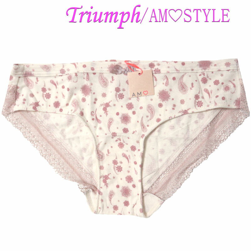 アモスタイル ショーツ Triumph トリンプ【アモスタイル】AMOSTYLE ショーツ レディース 単品 ゴージャス レース フェミニン 綿混 コットン 混 下着 ランジェリー セールM オフホワイト ペイズリー 花柄 コットン 綿 縦横のびのび レギュラー スタンダード h346m