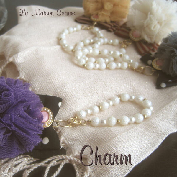 チャーム レディース メール便 リボン ボンボン ビーズ ガーリー キュート 上品 清楚 セール ストラップ キーホルダー パール 調 フェミニン カジュアル ...