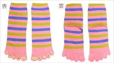 5本指 ソックス レディース メール便 ボーダー 抗菌防臭 キュート ファニー カジュアル セール 23-25cm くつした 靴下 ガーリー 通勤 通学 五本指ソックス【あす楽対応】【RCP】【まとめ買い 送料無料】