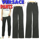 レディース VERSACE(ヴェルサーチ) パンツ ♪ 【送料無料】ブラックストレートパンツ サイズ28★Made in Italy★インポート★セール ※ ロ...