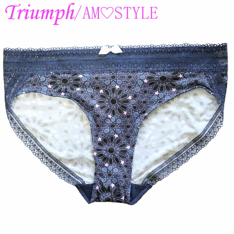 トリンプ ランジェリー（予算3000円以内） Triumph トリンプ【アモスタイル】AMOSTYLE ショーツ レディース 単品 レース 刺繍 フェミニン 下着 ランジェリー シンプル セールM ネイビー柄 ストレッチ 縦横のびのび レギュラー スタンダード セクシー フルバックレディースインナー g106m