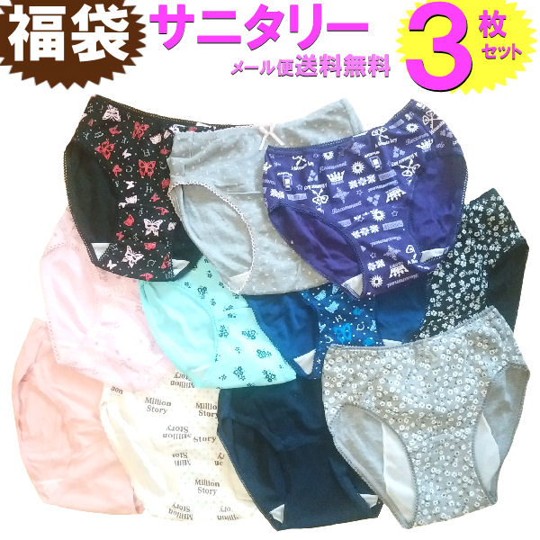 サニタリー ショーツ 3枚セット レディース ショーツ 福袋 綿100% コットン 綿混 メール便 送料無料 楽天ランキング 下着 ランジェリー シンプル セー...
