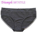 Triumph トリンプ【アモスタイル】AMOSTYLE ショーツ レディース 単品 綿混 レース 刺繍 フェミニン 下着 ランジェリー シンプル セールL 黒 ブラック ストレッチ レギュラー スタンダード セクシー フルバックレディースインナー g108l(4)