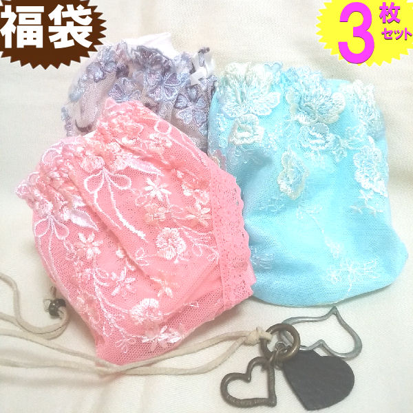 ショーツ 福袋 レディース レース 刺繍 メール便 送料無料 3枚セット福袋 シフォン 下着 ランジェリー シンプル セールM/L ポイント 消化 ショーツ セ...