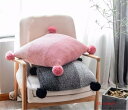 クッション 45×45cm ニットクッション ポンポン付き ニット おしゃれ 座布団 新生活 引越し 北欧 フロアクッション 大きい 可愛い 背もたれ 分厚い クッション 北欧 かわいい インテリア 座椅子 疲れない ポンポン ボンボ【送料無料】(3)