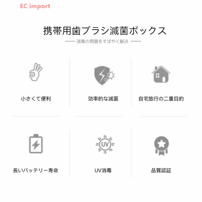 携帯用歯ブラシ滅菌ボックス スマート歯ブラシボックス 除菌器 UVC-LED紫外線滅菌 収納ケース Mcro USB充電ポートを使用すると、12日間使用可能 家族用 旅行に適用