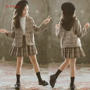 スーツ 入学式 女の子 フォーマルスーツ チェック柄 子供服 セットアップ スカートセット フリルスカート キッズ ジャケット 子供スーツ 卒業式 2点セット ジュニア服 七五三 発表会 カジュアル 普段着