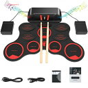 電子ドラム ロールアップドラム 10個ドラムパッド 9デモ曲 10リズム 3ドラム音色 スピーカー内蔵 USB充電式 外部音源入力可能 子供 おもちゃ プレゼン...