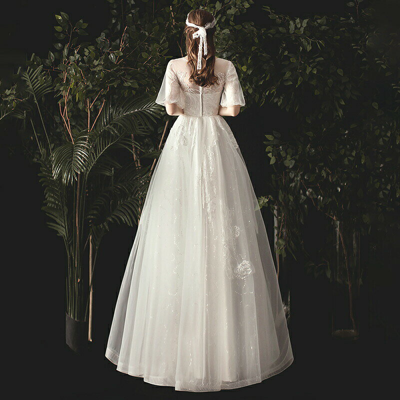 ウエディングドレス 袖あり 結婚式 ロングドレス Aラインドレス 花嫁 ドレス ウェディングドレス 二次会 パーティードレス お呼ばれ ブライダル エンパイア ワンピース 演奏会 披露宴 海外挙式 前撮り 大きいサイズ 小きいサイズ 白 wedding dress XXS XS S M L XL XXL XXXL