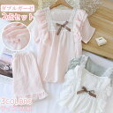 パジャマ レディース 綿 2点セット 半袖 ショートパンツ ハーフパンツ ルームウェア セットアップ ダブルガーゼ uネック 2重ガーゼ ナイトウェア フレア シンプル 部屋着 寝巻き 春夏秋冬 ゆったり カジュアル ギフト 女性用 高校生 部屋着 大きいサイズ