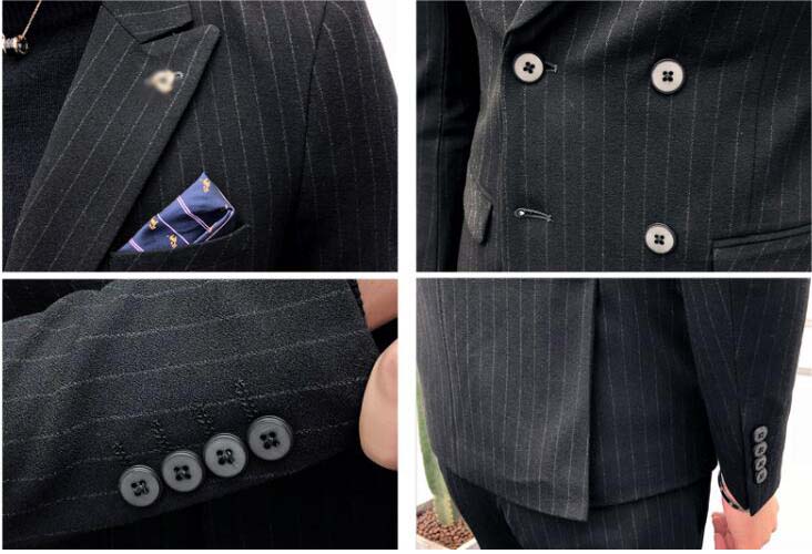 【送料無料】ビジネススーツ メンズ ダブルスーツ セットアップ ストライプ 紳士服 ビジネス スーツ フォーマルスーツ 2点セット ジャケット+パンツ 上下セット 披露宴 結婚式 パーティー 二次会 忘年会 カジュアルスーツ スリムスーツ 通勤 大きいサイズ S-3XL 新作