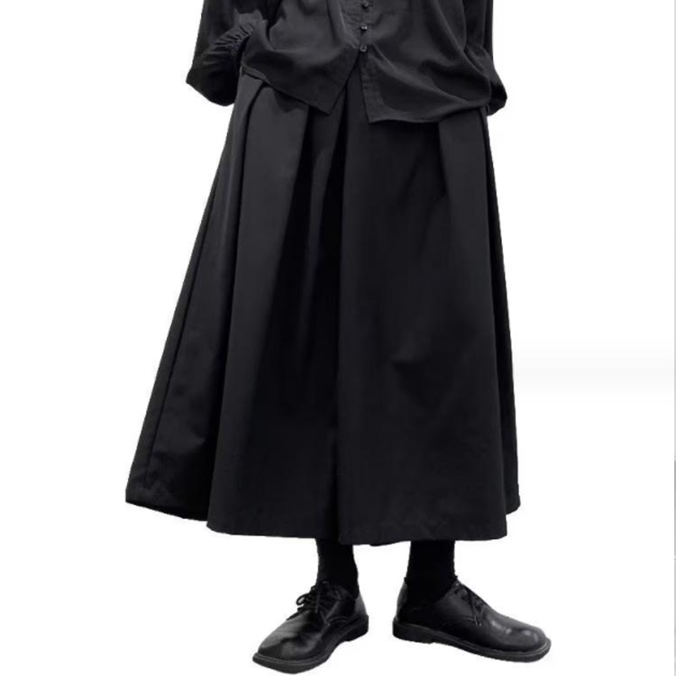 袴パンツ メンズ ワイドパンツ ハカマパンツ 9分丈 袴 スカート風 スカーチョ モード系 フレアパンツ サルエルパンツ ビッグシルエット 無地 大きいサイズ ゆったり 男女兼用 個性派 きれいめ ヴィジュアル系 ゴシック ダンス