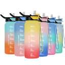 2色グラデーションスポーツウォーターカップ 1000ml 食品グレードTritan素材 マット仕上げ 直飲みプラスチックカップ