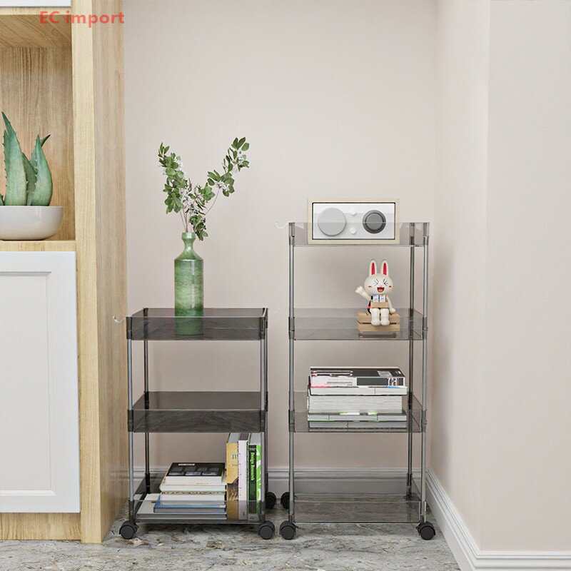 PET 透明 移動可能 多層 置物棚 カート 家庭用 台所 浴室 収納棚 スナック収納 寝室 ロッカー 雑物棚