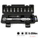 トルクレンチ プリセット式 差込角1/4(6.35mm) 5?25(N.m) 10ビットセット 逆ネジも対応 自動車 ロードバイク バイク スクーター