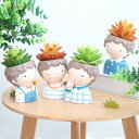 植木鉢 リス りす 母の日 ガーデニングオブジェ 鉢植え フラワープランター 多肉植物 サボテン ミニ プランター おしゃれ 可愛い 漫画の巻毛の男の子