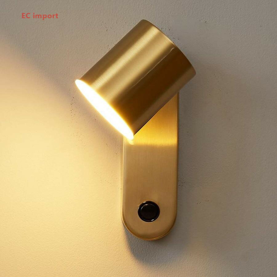 北欧ミニ ウォール ランプ ブラッシュド ゴールド フィニッシュ 真鍮 ブラケット 圧力センサー スイッ..