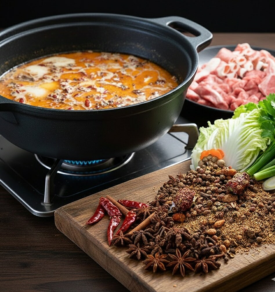 ラムしゃぶ用ラム肉400g（冷凍真空パック））＆火鍋スープの素セット（約2人前）