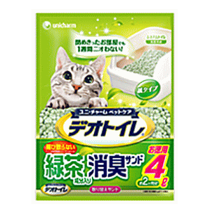 ユニ・チャーム ペットケア 1週間消臭・抗菌デオトイレ 飛散らない緑茶成分入り・消臭サンド 4L