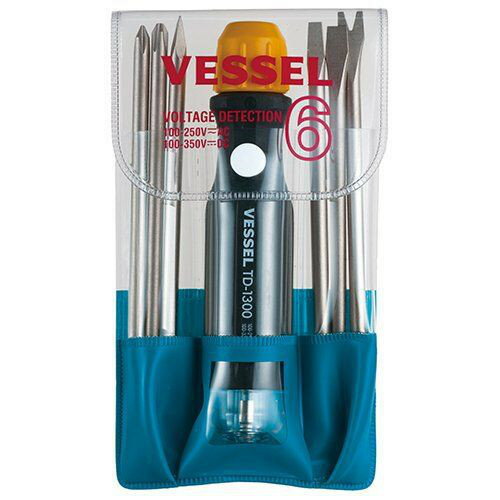 Kenden Driver - VESSEL ベッセル 検電差替6本組ドライバーセット 低圧用 TD-1300L