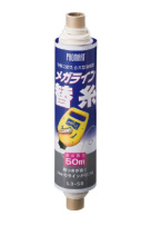 仕様用途：メガライン用替糸糸の長さ：50m糸の太さ：3mm ※品質向上のため予告なく仕様を変更する場合がございます。 ※パッケージのリニューアル等につき、商品画像が異なる場合がございます。予めご了承ください。 ※商品画像の色合いは、画像処理上、若干異なる場合がございます。予めご了承ください。
