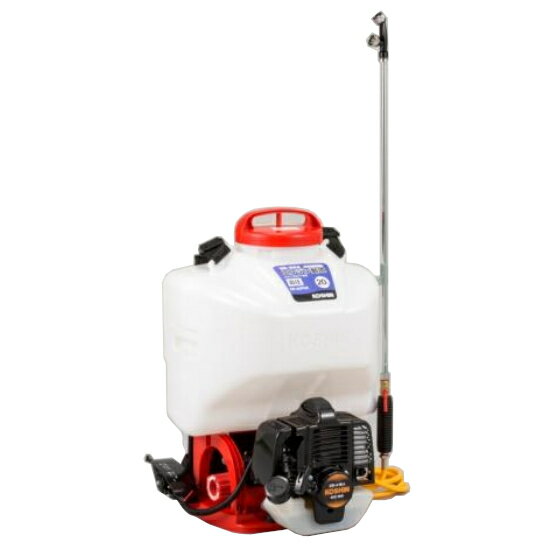 仕様 タンク容量:20L ポンプ:型式(シングルピストン式)、最高圧力(3.0MPa)、最大吸水量(5.2L/分) 噴霧量:縦型2頭口(3.5L/分)、泡状除草(0.63L/分) 噴霧目安:縦型2頭口(幅約1.3m)、泡状除草(幅約0.5m)、カバー付泡状除草(幅約0.35m) エンジン(工進 KC22-D):形式(空冷2サイクルガソリンエンジン)、排気量(22.6cc)、最大出力/回転数(0.5kw/6500rpm) 燃料タンク容量:約0.5L 燃料消費:約50分 付属品:カバー付泡状除草噴口、縦型2頭口噴口、吐出ホース(1.5m)、ノズルパイプ(60cm)、握りグリップ、ボールコック、計量カップ、エンジン工具一式 商品説明 消毒から除草まで使えるエンジン動噴。 圧力は6段階で切り替え可能。低圧は除草・高圧は消毒と幅広い用途に対応できます。 噴口は、消毒用の2頭口噴口・除草用の泡状除草噴口の2種類を付属。 女性でも背負いやすいベルト設計。 ※品質向上のため予告なく仕様を変更する場合がございます。パッケージのリニューアル等につき、商品画像が異なる場合がございます。商品画像の色合いは、画像処理上、若干異なる場合がございます。