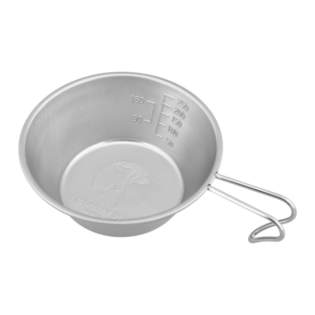 仕様 製品サイズ(約):外径120×高さ45mm(本体のみ) 容量(約):320ml 材質:ステンレス鋼/クロム18％・ニッケル8％ 商品説明 特徴のあるヘアライン加工を表面に施したシェラカップ。 優れた耐久性と衛生的な、SUS304ステンレス鋼を使用。 金物の町、新潟県燕三条で生産しています。 広口で食器として使えます。 積み重ねができて、すっきり収納できます。 ※品質向上のため予告なく仕様を変更する場合がございます。パッケージのリニューアル等につき、商品画像が異なる場合がございます。商品画像の色合いは、画像処理上、若干異なる場合がございます。