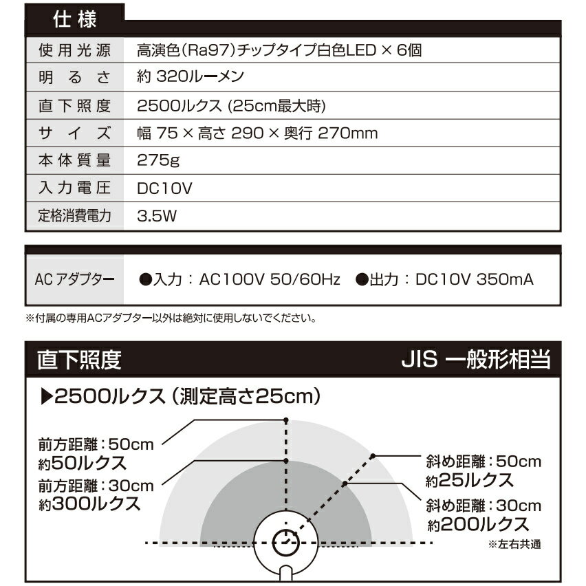 ジェントス LEDデスクライト ルミリオンクリップ ホワイト CP-R268WH 2