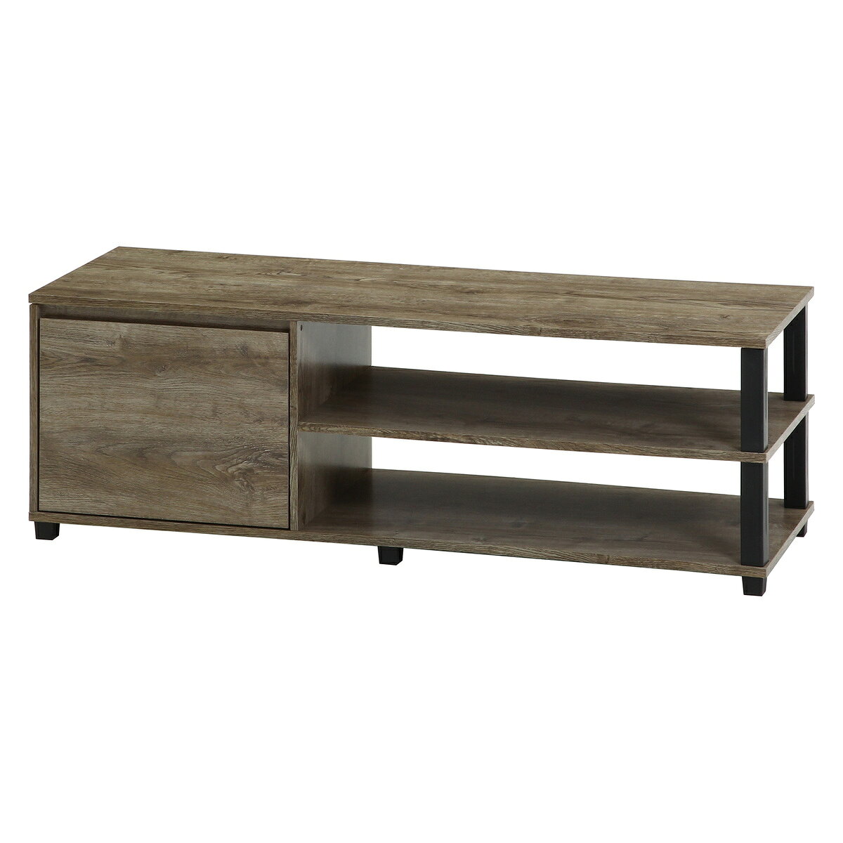 仕様 カラー:ナチュラル/ブラック 製品サイズ:幅1190×奥行395×高さ403mm 耐荷重:天板/25kg 材質:(表面材)プリント紙化粧パーティクルボード、(構造部材/支柱)ポリプロピレン お客様組立品 製品重量(g) 830 商品説明 組み立て簡単、収納付きテレビ台。 ※品質向上のため予告なく仕様を変更する場合がございます。パッケージのリニューアル等につき、商品画像が異なる場合がございます。商品画像の色合いは、画像処理上、若干異なる場合がございます。直送商品代引き不可時間指定不可北海道配送不可