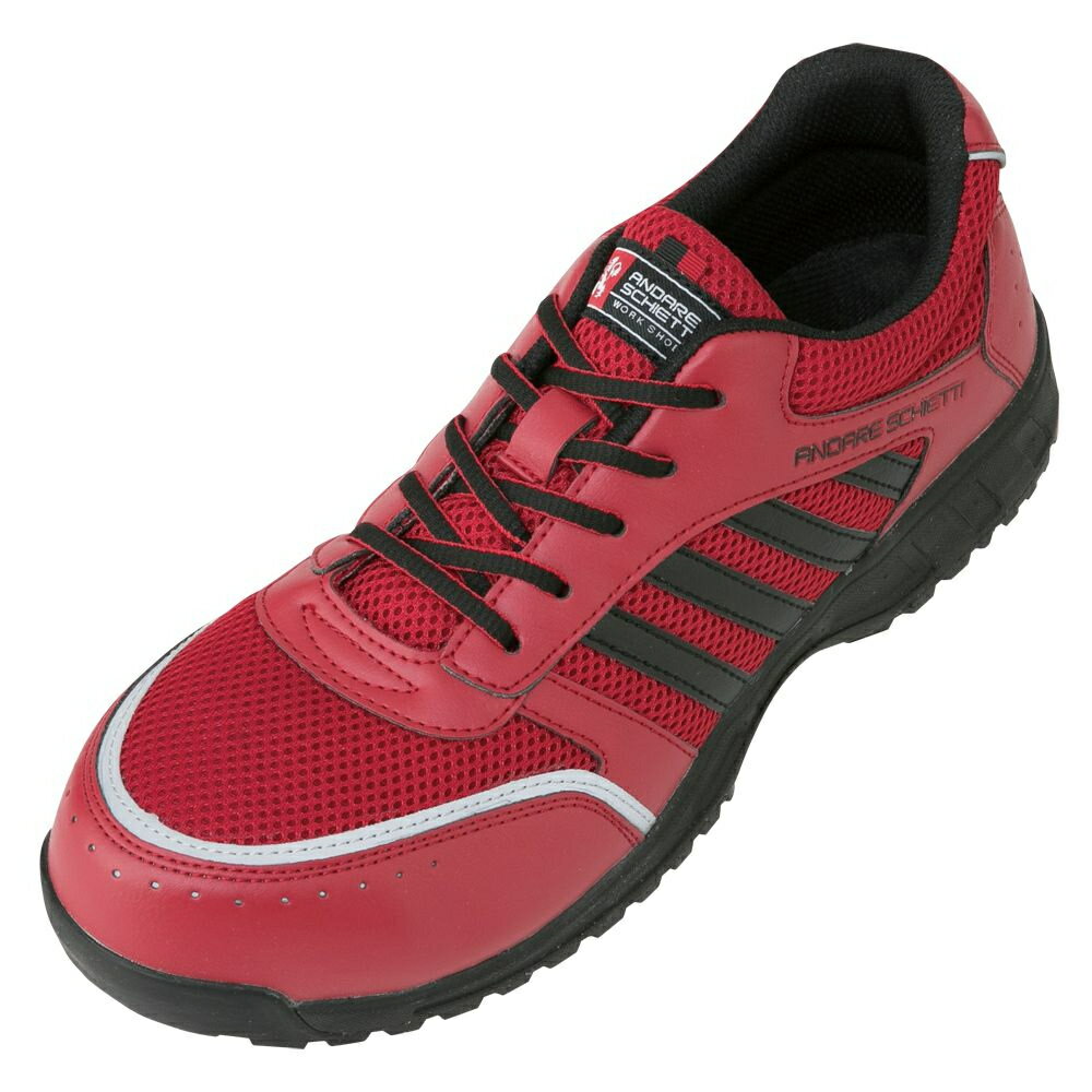 Safety Shoes - アンドレスケッティ セーフティスニーカー JSAA 高通気 耐滑耐油 衝撃吸収 メンズ レッド 29cm A-44000