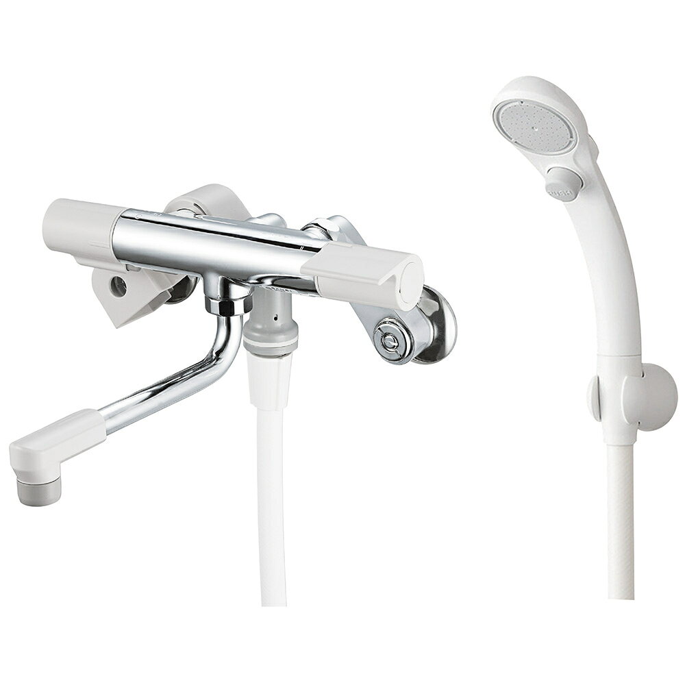 仕様 取付ピッチ:120~200mm ネジ径:PJ1/2 パイプ長さ:170mm 寒冷地対応 製品重量(g) 2390 商品説明 サーモカートリッジで適温キープ。 やけど防止カバー付き。 節水シャワーヘッド。 メッキとホワイトのシンプルなデザイン。 ※品質向上のため予告なく仕様を変更する場合がございます。パッケージのリニューアル等につき、商品画像が異なる場合がございます。商品画像の色合いは、画像処理上、若干異なる場合がございます。