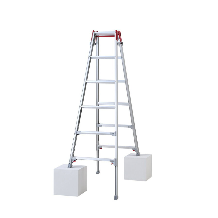 Stepladders - 【法人限定】長谷川工業 脚部伸縮式はしご兼用脚立 ワンタッチバー付 RYZ-18d 【メーカー直送・代引不可・置配不可・配送地域限定】