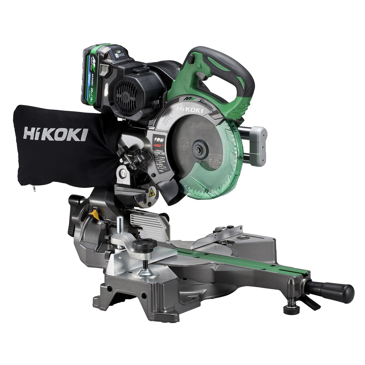 HiKOKI C3606DRB-K｜蓄電池（BSL36A18BX）1個・急速充電器付き（XPSZ）、黒鯱チップソー・ダストバッグ・ボックススパナ・バイス付属